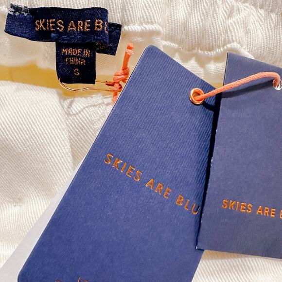 Skies Are Blue Washed Utility Denim Pants Button Fly High Waist White sz S NWT - Picture 9 of 10